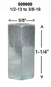 12 Pack 1/2-13 to 3/8-16 x 1 1/4" Long Reducer Coupling Nut - Zinc Plate 509900