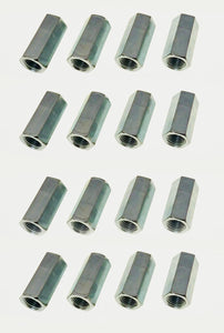 16 Pack 3/8-24 X 1-1/8" Long Fine Thread Hex Coupling Nut with Zinc Plate