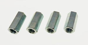 4 Pack 3/8-24 X 1-1/8" Long Fine Thread Hex Coupling Nut with Zinc Plate