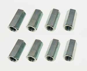 8 Pack 3/8-24 X 1-1/8" Long Fine Thread Hex Coupling Nut with Zinc Plate