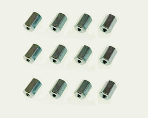 12 Pack 6-32 X 1/2" Long Hex Coupling Nut with Zinc Plate RC63212